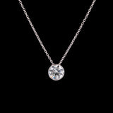 Custom 14K White Gold Thin Bezel Slide Style Solitaire 0.88ctw Diamond Pendant With 15.5 Inch Chain