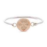 Custom Sterling Silver And 14K Yellow Gold Memorialized Dog Paw Print Hook Bracelet With Engraving