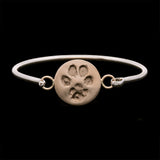 Custom Sterling Silver And 14K Yellow Gold Memorialized Dog Paw Print Hook Bracelet With Engraving