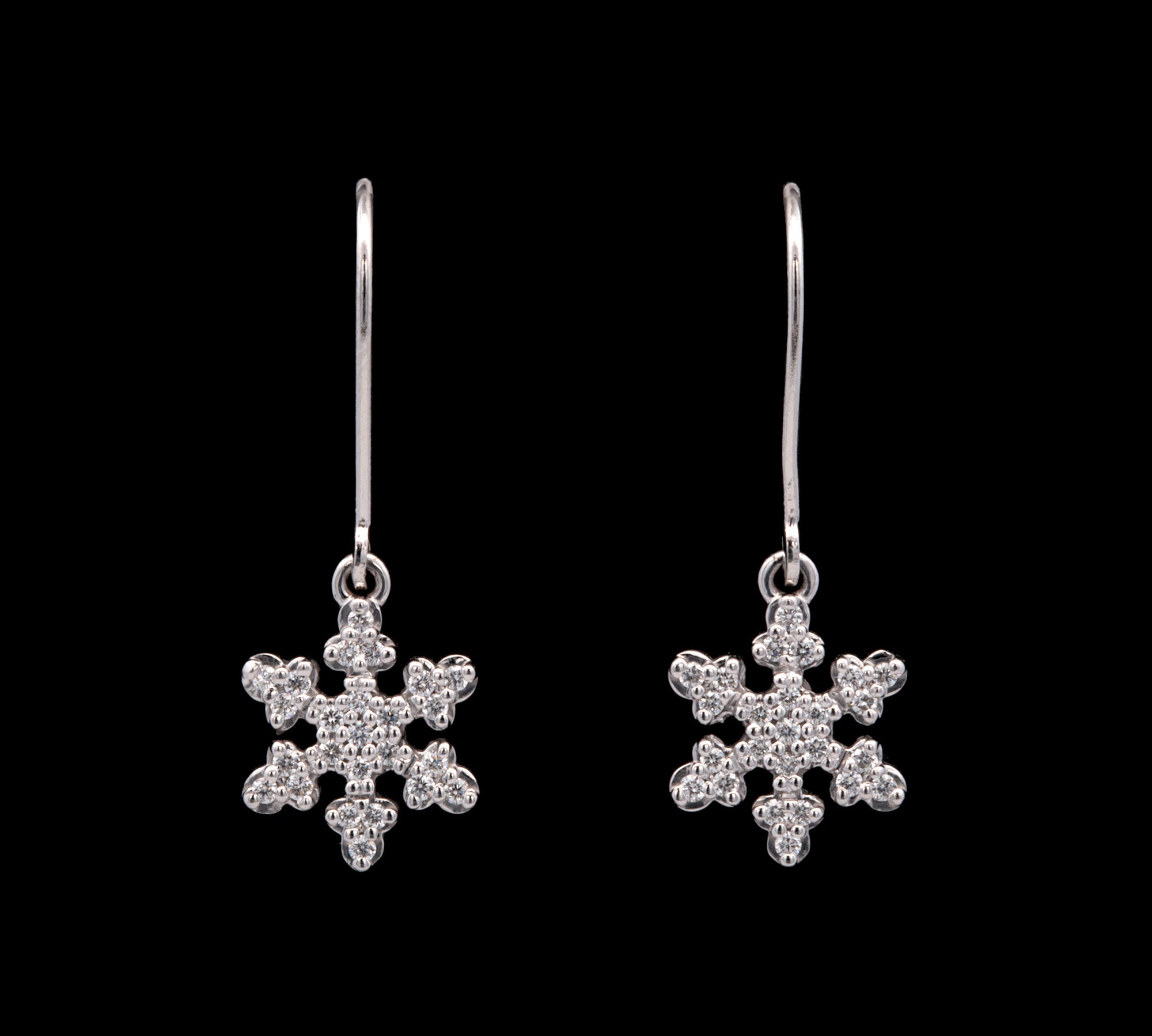 Dorset Diamond Snowflake Dangle Earrings With Leverbacks 14K White Gold