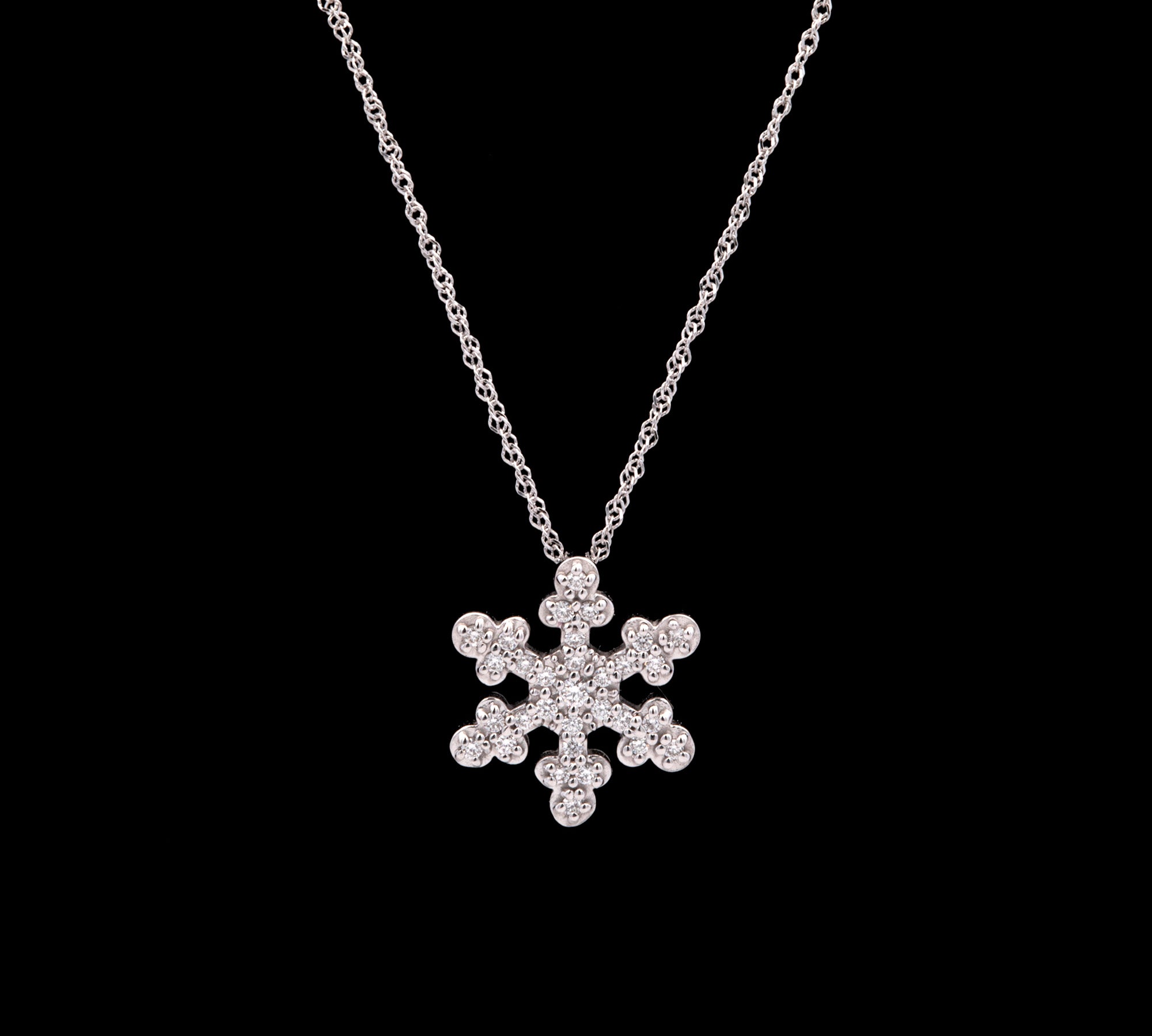 Dorset Diamond Snowflake Pendant With 18" Chain, 14K White Gold