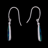 14K White Gold Elongated Oval Boulder Opal Dangle Earrings With Diamond Accents