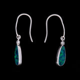 14K White Gold Oval Opal Drop Earrings with Diamond Accents