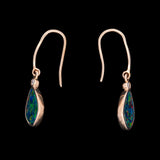 14K Yellow Gold Oval Opal Drop Earrings with Diamond Accents