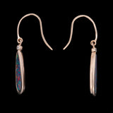 14K Yellow Gold Elongated Oval Opal Drop Earrings with Diamond Accents