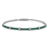18K White Gold Emerald And Diamond Flexible Bracelet