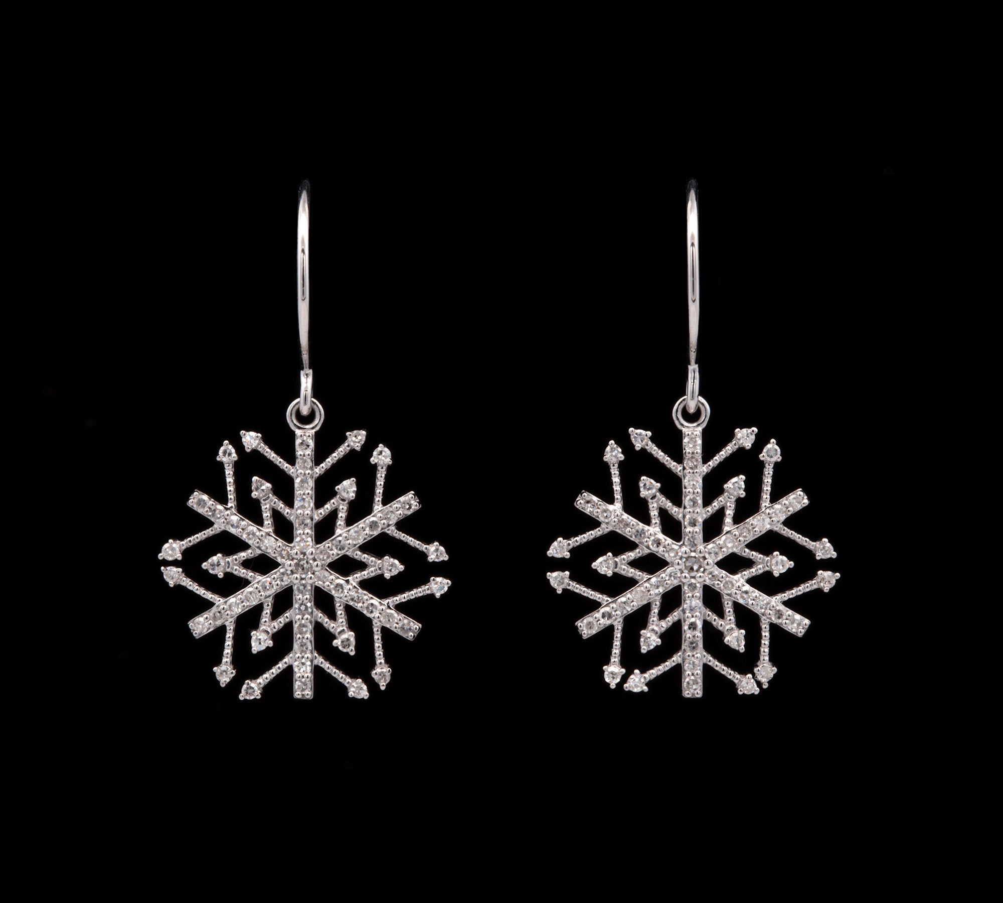 Essex Diamond Snowflake Dangle Earrings, 14K White Gold