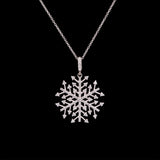 Essex Medium Diamond Snowflake Pendant With 18" Chain, 14K White Gold