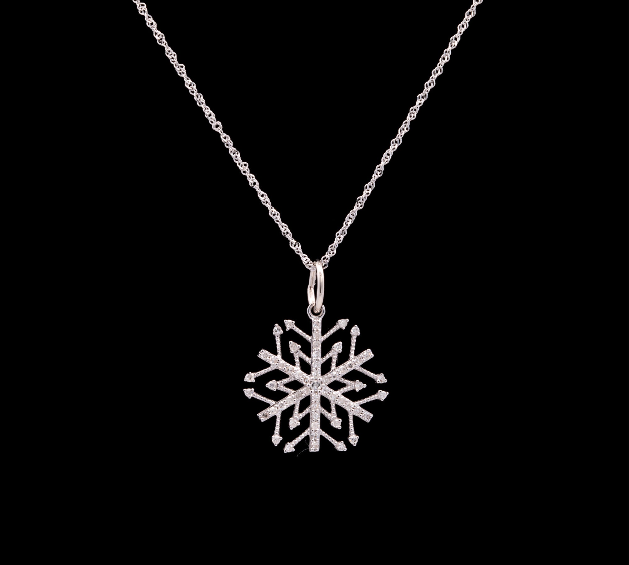 Essex Small Diamond Snowflake Pendant With 18" Chain, 14K White Gold