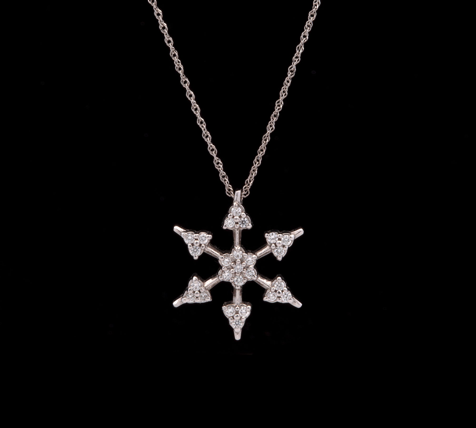 Hyde Park Diamond Snowflake Pendant, 14K White Gold