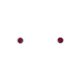 18K White Gold Round Ruby Stud Earrings