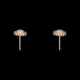 14K Yellow Gold Oval Opal Stud Earrings With Diamond Halo