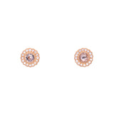 14K Yellow Gold Morganite And Diamond Halo Stud Earrings