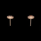 14K Yellow Gold Morganite And Diamond Halo Stud Earrings
