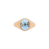 18K Yellow Gold Oval Cabochon Swiss Blue Topaz Ring