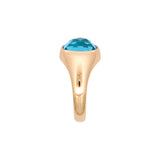 18K Yellow Gold Oval Cabochon Swiss Blue Topaz Ring