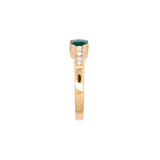 18K Yellow Gold Rectangular Emerald And Diamond Ring