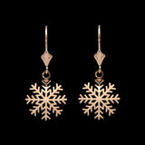 Johnson Snowflake Dangle Earrings 14K Yellow Gold