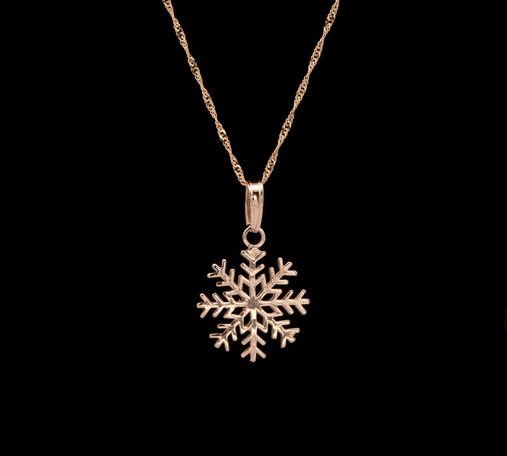 Johnson Snowflake Pendant With 18" Chain, 14K Yellow Gold