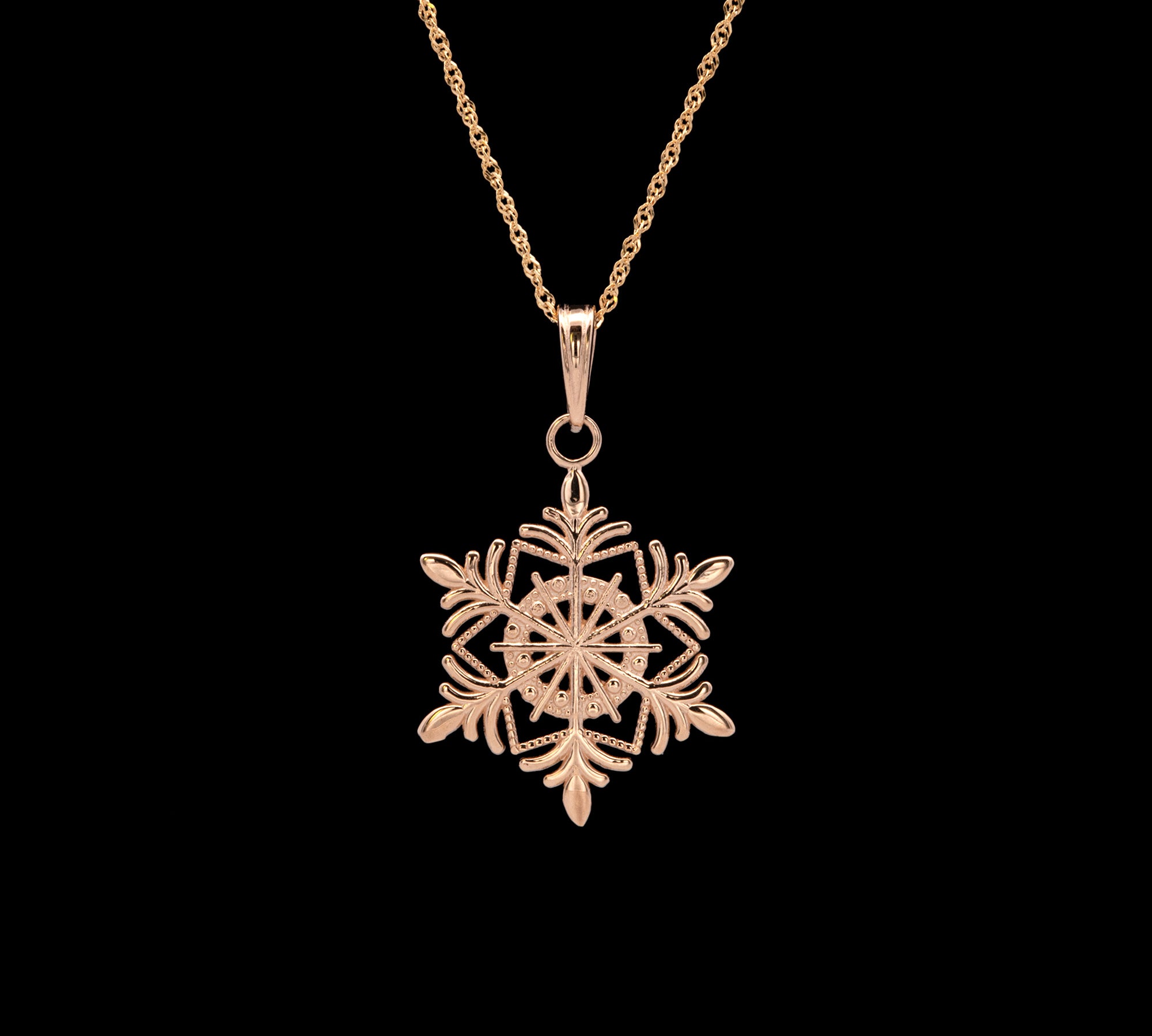 Manchester Snowflake Pendant With 18" Chain, 14K Yellow Gold