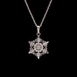 Manchester Snowflake Pendant With 18" Chain, 14K White Gold