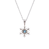 Montpelier Aquamarine Snowflake Pendant With 18" Chain, 14K White Gold