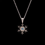 Montpelier Aquamarine Snowflake Pendant With 18" Chain, 14K White Gold