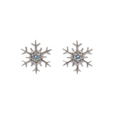 Montpelier Aquamarine Snowflake Stud Earrings, 14K White Gold