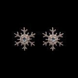 Montpelier Aquamarine Snowflake Stud Earrings, 14K White Gold