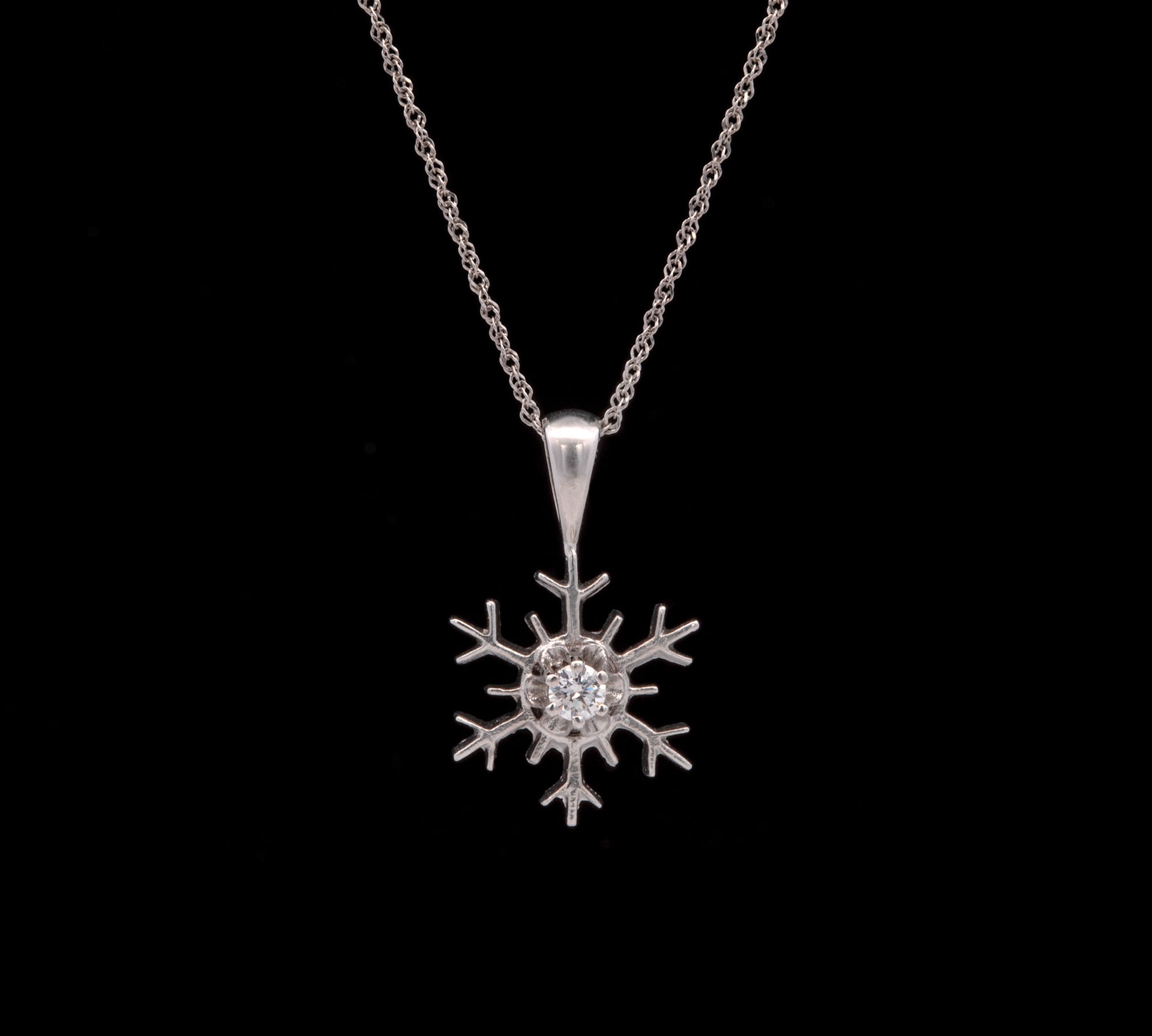 Montpelier Diamond Snowflake Pendant With 18" Chain, 14K White Gold