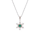 Montpelier Emerald Snowflake Pendant With 18 Inch Chain, 14K White Gold