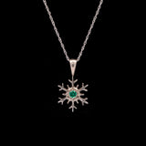 Montpelier Emerald Snowflake Pendant With 18 Inch Chain, 14K White Gold
