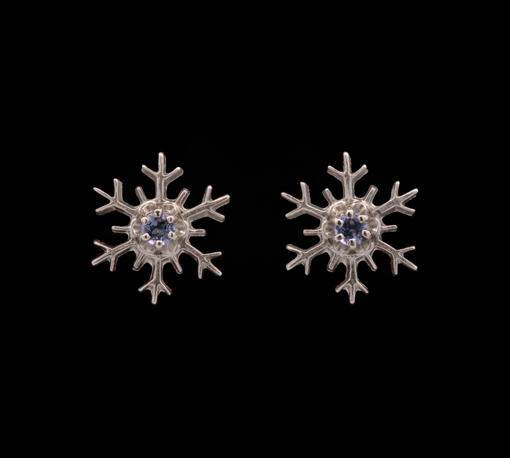Montpelier Tanzanite Snowflake Stud Earrings, 14K White Gold