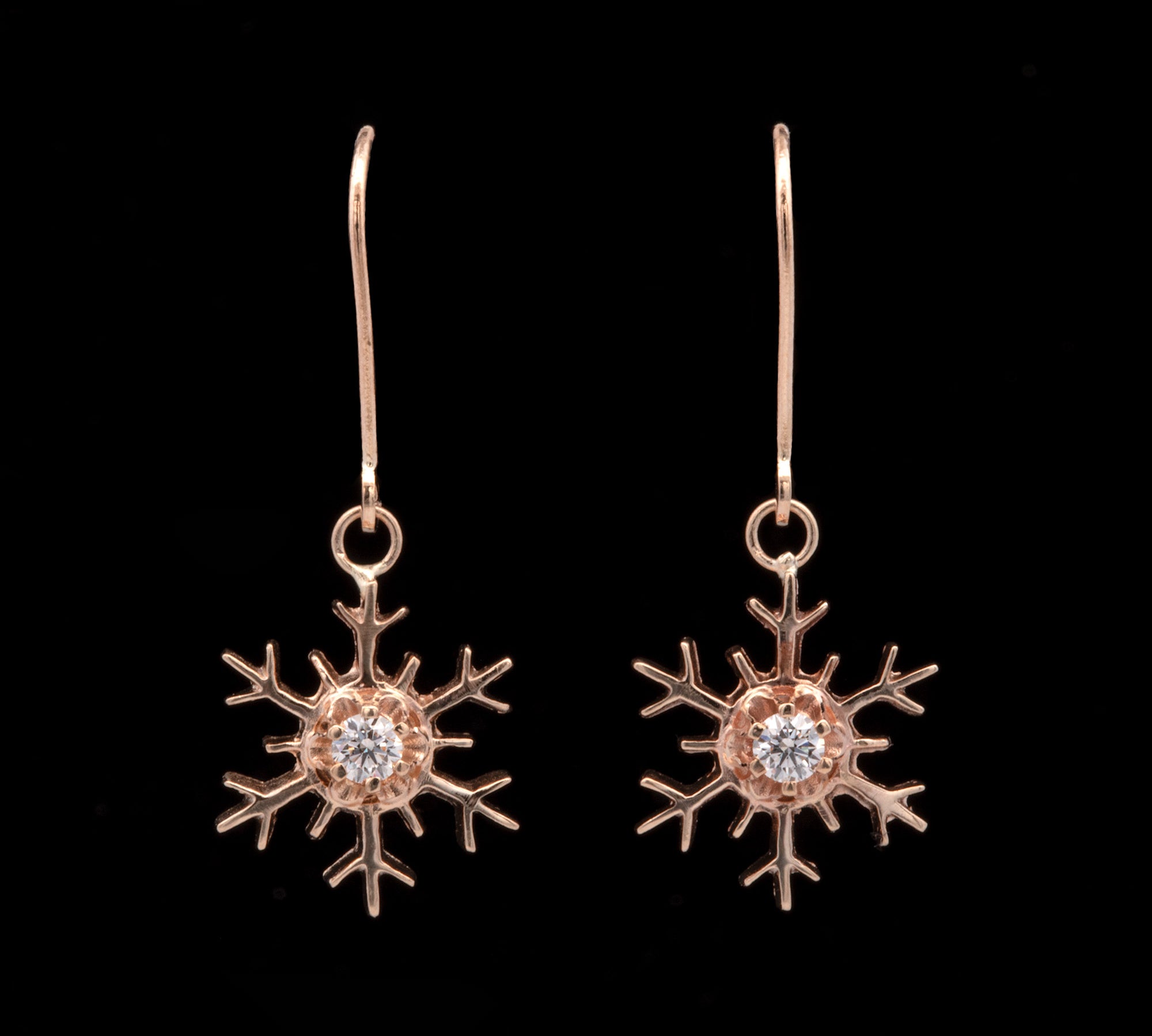 Montpelier Diamond Snowflake Dangle Earrings With Leverbacks, 14K Yellow Gold