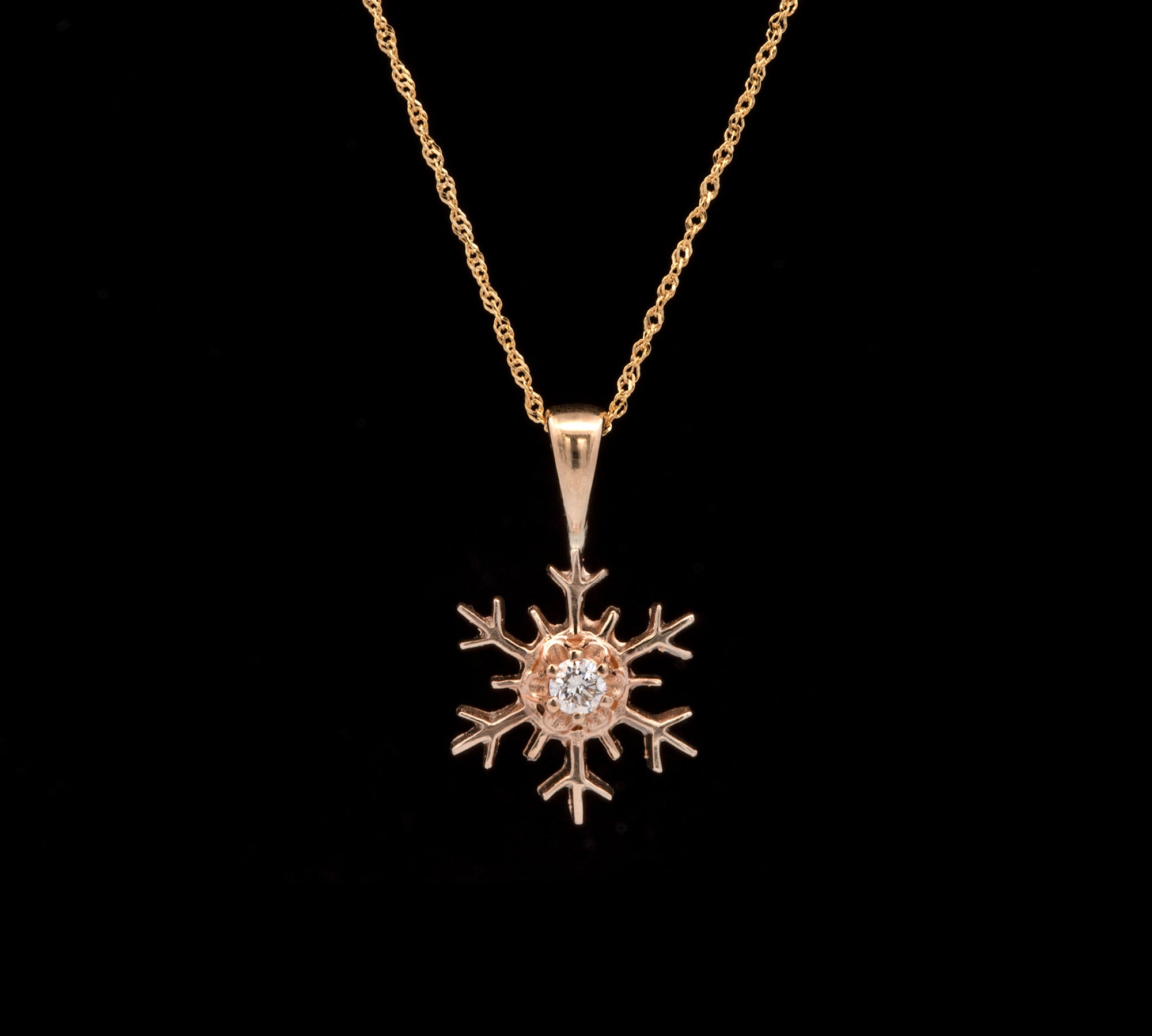 Montpelier Diamond Snowflake Pendant With 18 Inch Chain, 14K Yellow Gold