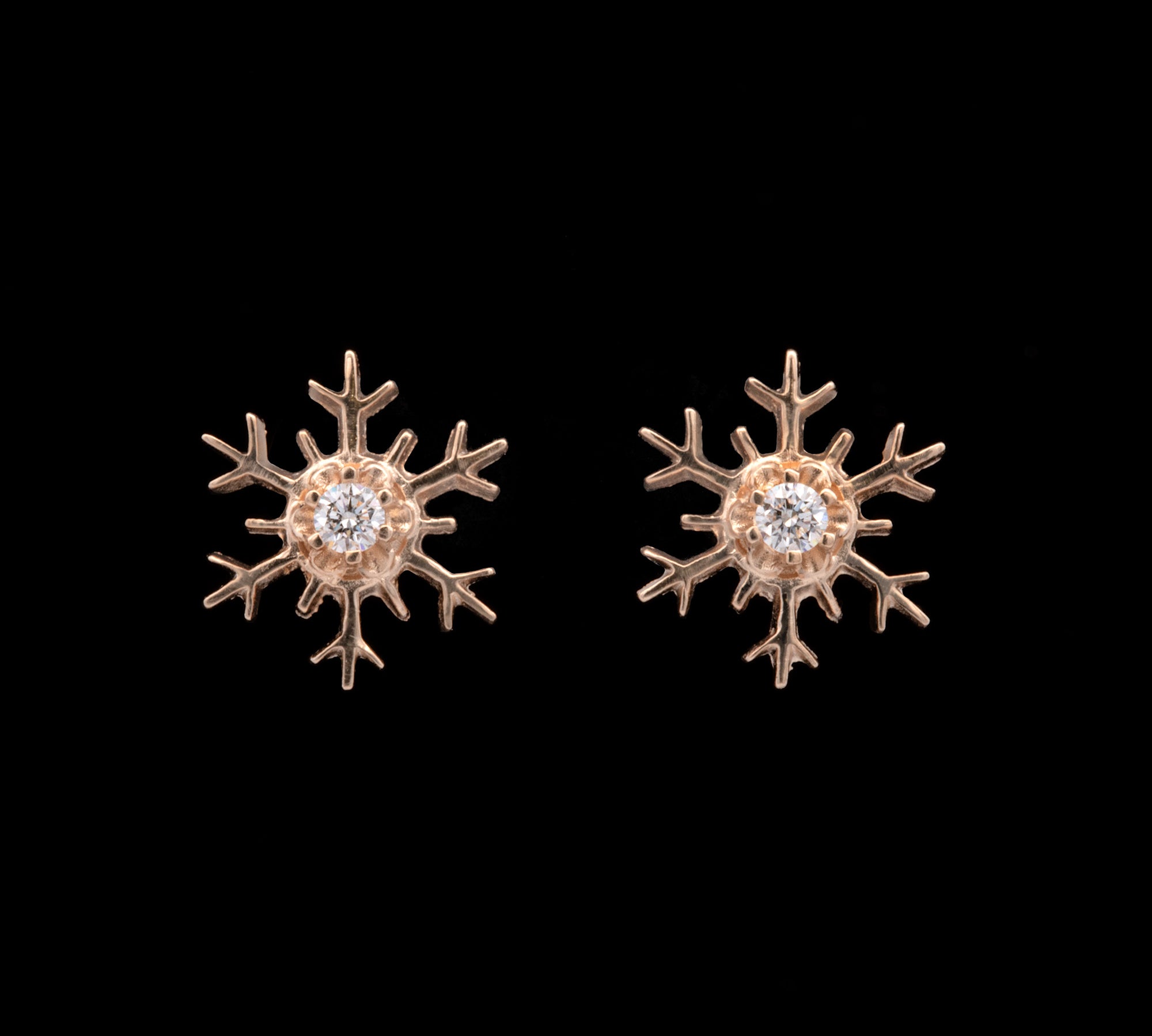 Montpelier Diamond Snowflake Stud Earrings, 14K Yellow Gold