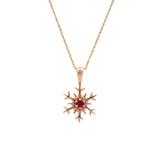 Montpelier Ruby Snowflake Pendant with 18" Chain, 14K Yellow Gold