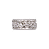 18K White Gold Wide Leaf Diamond Band