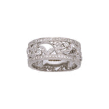 18K White Gold Wide Leaf Diamond Band