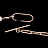 Custom 14K Yellow Gold Pearl And Paperclip Chain Necklace With Large Diamond Toggle, 18 Inches