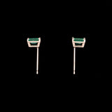 Custom 14K Yellow Gold Prong Set Emerald Stud Earrings