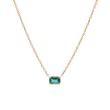 Custom 14K Yellow Gold Prong Set Emerald Necklace, 18 Inches