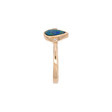 14K Yellow Gold Bezel Set Pear Shaped Boulder Opal Ring with Diamond Accents