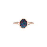 14K Yellow Gold Oval Opal and Diamond Accent Ring