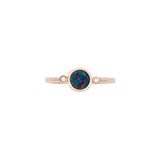 14K Yellow Gold Round Opal and Diamond Accent Ring