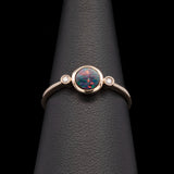 14K Yellow Gold Round Opal and Diamond Accent Ring