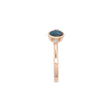 14K Yellow Gold Round Opal and Diamond Accent Ring