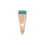 14K Yellow Gold Rectangular Opal and Diamond Accent Ring