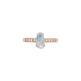 14K Yellow Gold Oval Opal and Diamond Ring