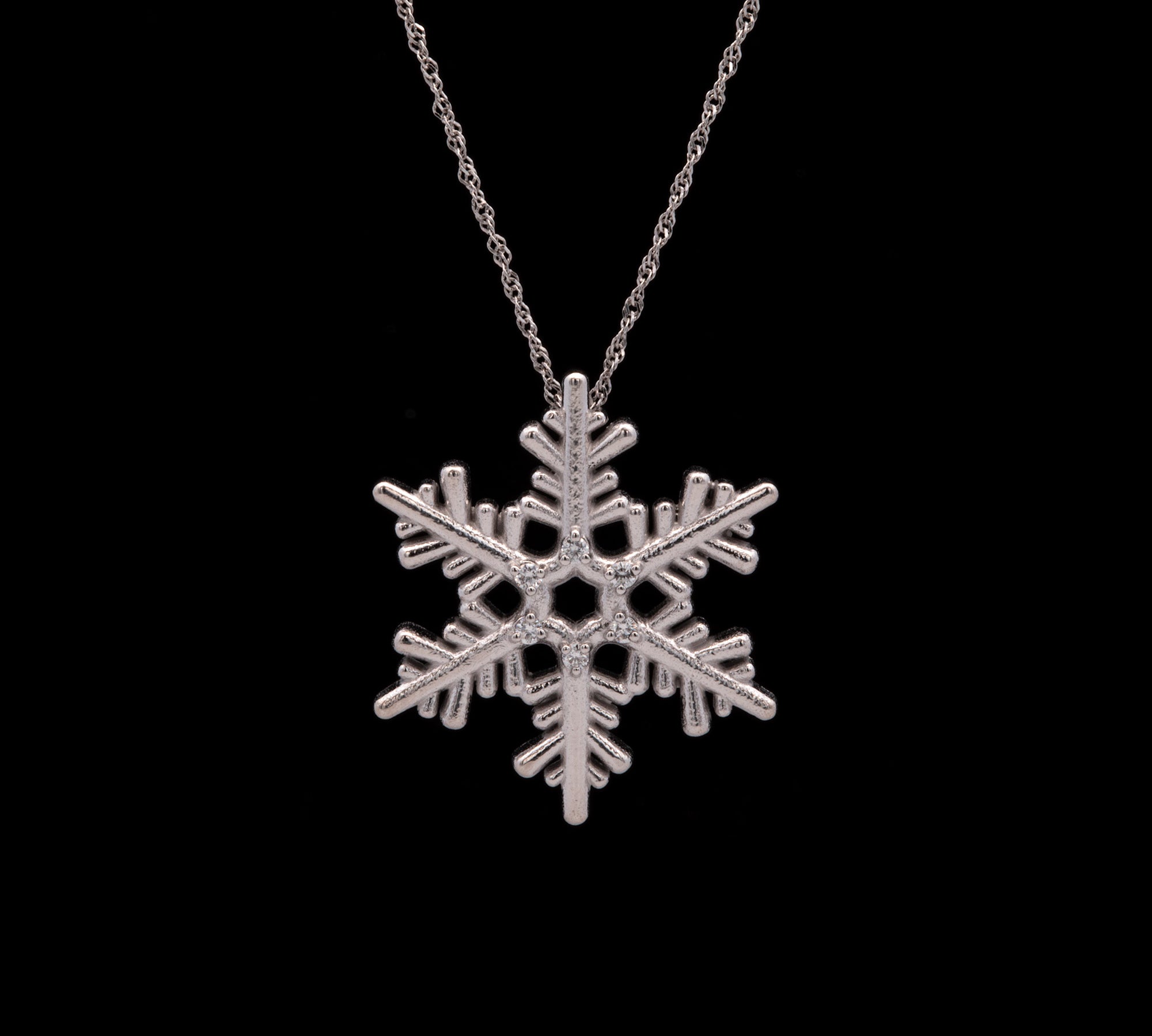 Richmond Diamond Snowflake Pendant With 18" Chain, 14K White Gold